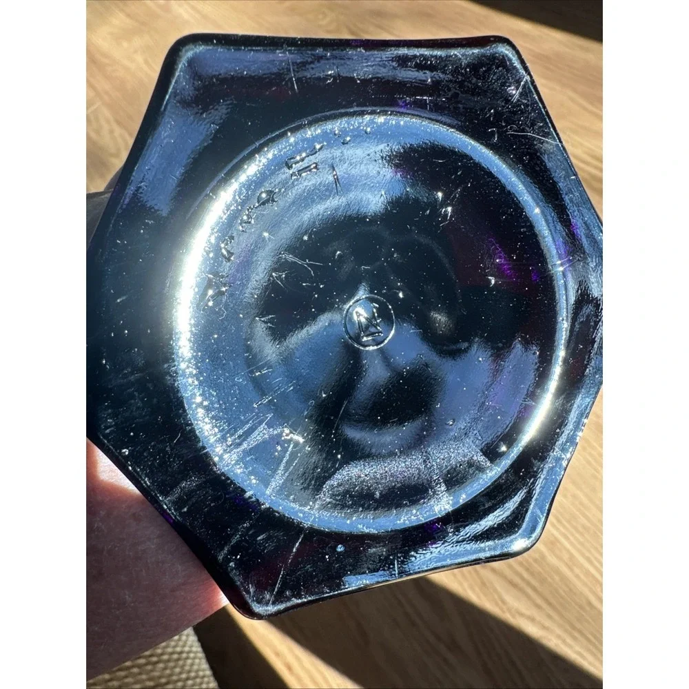 Northwood‎ Amethyst Carnival Glass Sweetmeat Covered Container Grape & Cable VTG